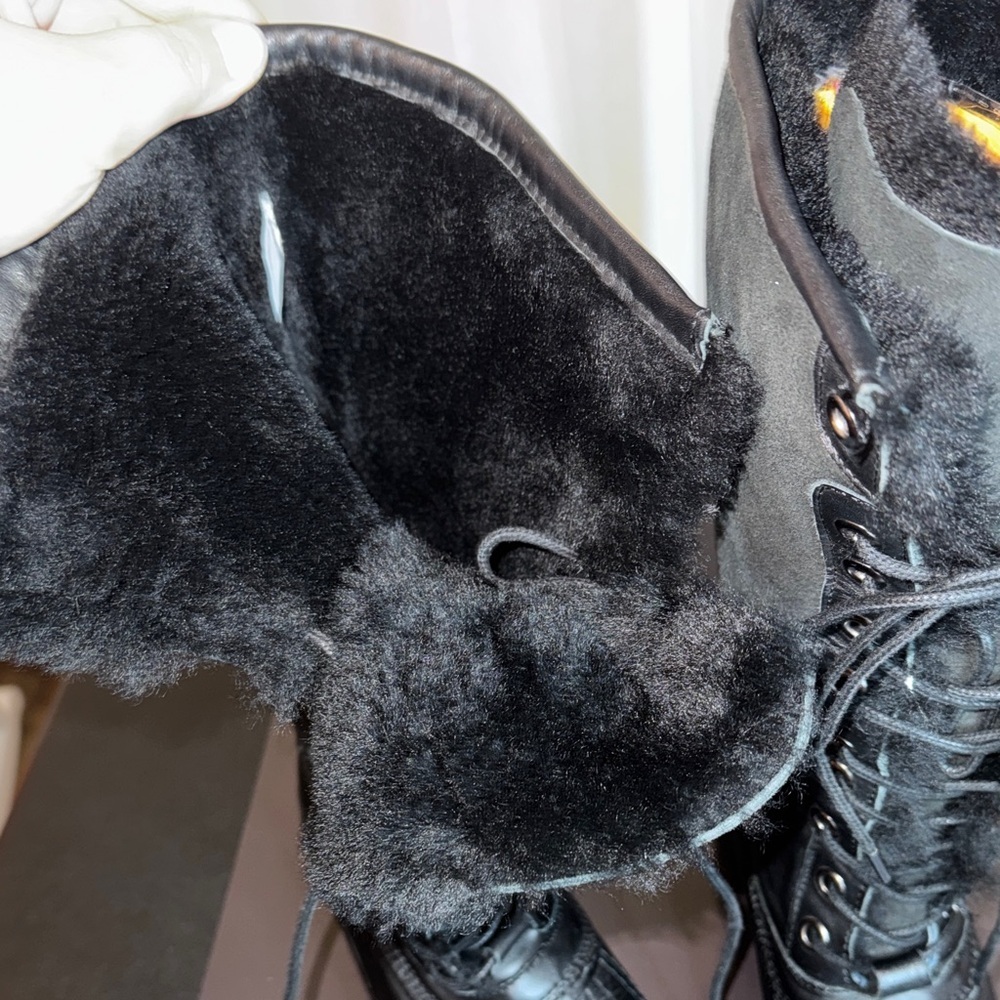 Atelier Noir By Rudsak Tall Black Lace-Up Winter Snow Boot Shearling And Leather - Picture 8 of 14